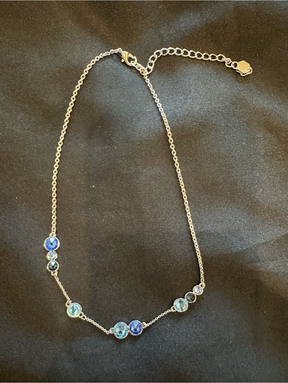 Touchstone Crystal by Swarovski, Offset Necklace, Blue, New in box